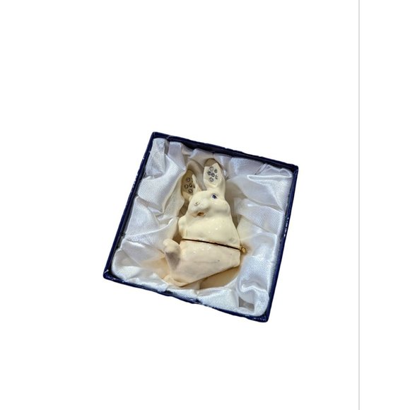 Kingspoint Design White Rabbit Bunny Easter with Austrian Crystal Trinket Box - Picture 1 of 5